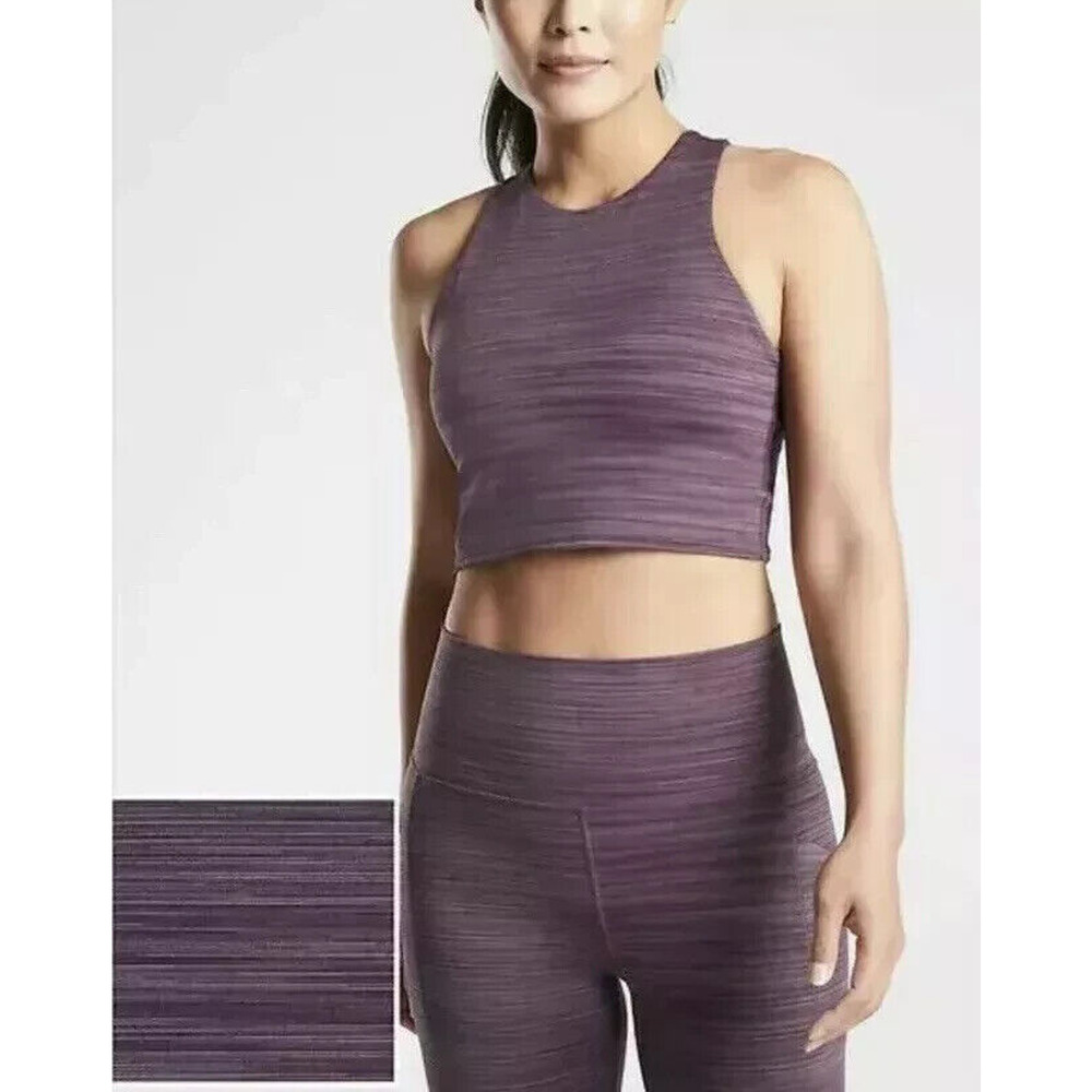 NWT Athleta Conscious Space Dye Crop Violet Purple Tank Sports Bra Stretch Small - Picture 1 of 10